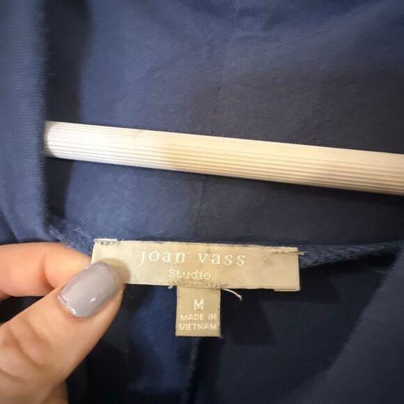 Joan Vass Studio navy blue cowl neck tunic blouse M - Picture 3 of 8